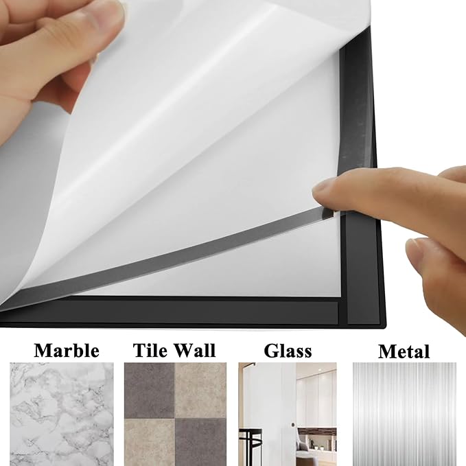 JIUYE 24Pcs 8.5x11 Magnetic Sign Holder Wall Mount,Self-Adhesive Plastic Display Frames,Clear PVC Sign Holder with Magnet Strip Border for Window/Door/Fridge/Document Notice Paper,Black