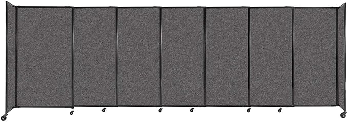 Versare Straightwall Sliding Portable Wall Partition | Freestanding Office Dividers | Locking Wheels | Temporary Room Separator | 15'6'' Wide x 5' Tall Charcoal Gray Fabric Panels