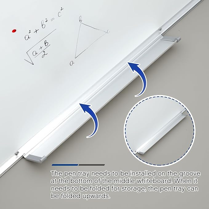 60” x 40” Foldable Whiteboard Dry Erase Board Large Tri Folding Whiteboard Magnetic Dry Erase Board, Wall Aluminium Frame and Flip Out Pen Tray for Office, Home