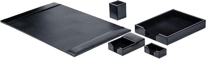 DACASSO Black Bonded Leather 5-Piece Desk Set