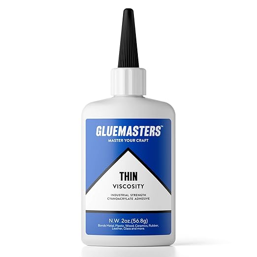 GLUE MASTERS (2 OZ Thin Viscosity) – Shoe & Wood Adhesive – General Home Repair Tool for Glass, Plastic, Rubber, Metal & More