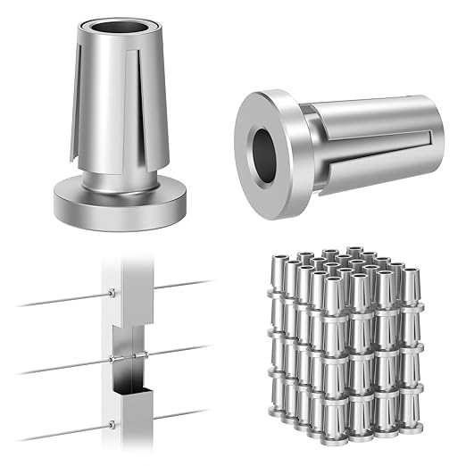 BLIKA Upgraded 80 Pack Stainless Steel Protector Sleeves for 1/8" 5/32" or 3/16" Deck Cable Railing, for Metal Posts, T316 Marine Grade, Cable Railing Protector Sleeves