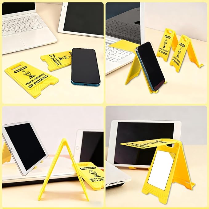 Funny Office Desk Accessories,Office Cubicle Decor,Phone Holder Mirror Acrylic Table Signs,Workplace Caution Desk Decor for Women Men Coworker Teammate Manager Employee Assistant Leader (Patience)