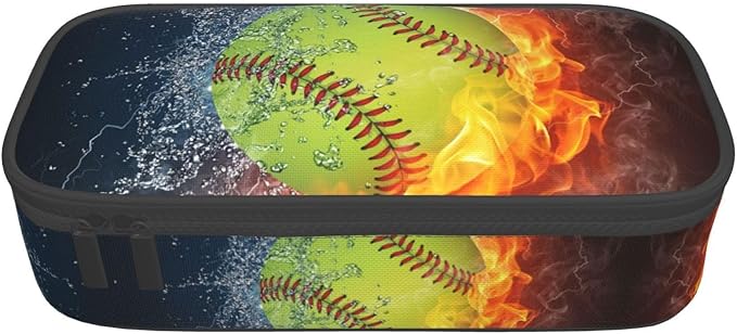 Softball Ball Pencil Case Big Capacity Storage Pencil Pouch Stationery Bags With Zipper Portable Pen Holder Box Organizer For Boys Girls Teens Student College School Office Supplies