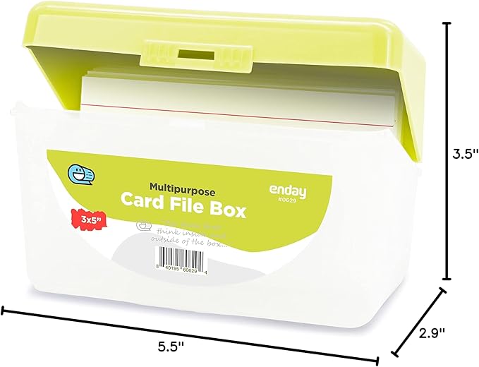 Enday Index Card Holder Green, 3x5 Note Flash Card Organizer Case, Index Card File w/flip top, Notecard Recipe, Holder, Holds 250 Cards, (36 Pieces)
