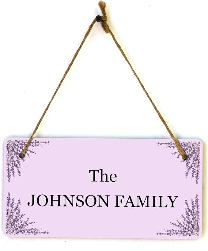 Signs ByLITA Lavender Personalized Hanging Wall or Door Sign (5 x 10") | Custom Signage for Your Home & Business