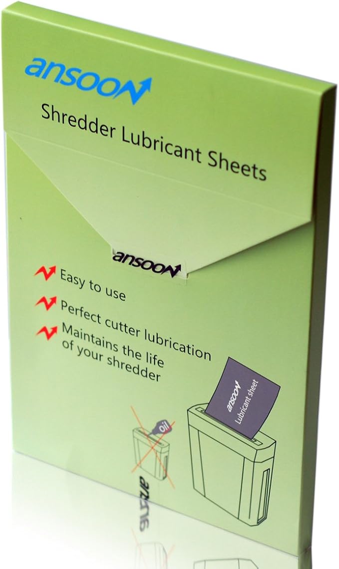 Ansoon Paper Shredder Lubricant Lubricating Sheets, Paper Shredder Oil Sharpening & Cleaning Sheet for Cross-Cut and Micro-Cut Paper Shredders (28-Pack)
