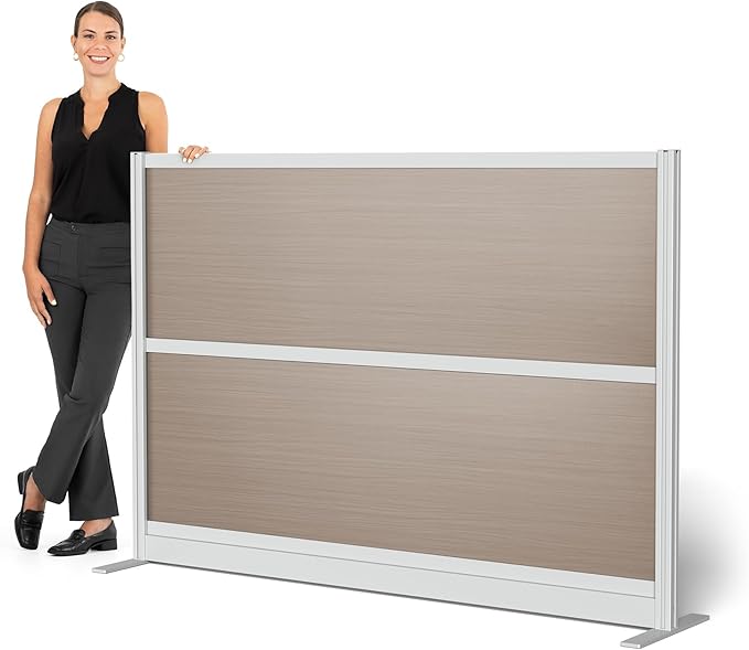 Stand Up Desk Store Oakwood Aesthetic Modular Walls | Room Divider Wall with Durable Woodgrain-Inspired Finish | Modular Office Partition Wall for Offices, Classrooms, and Coworking 70" W x 48" H