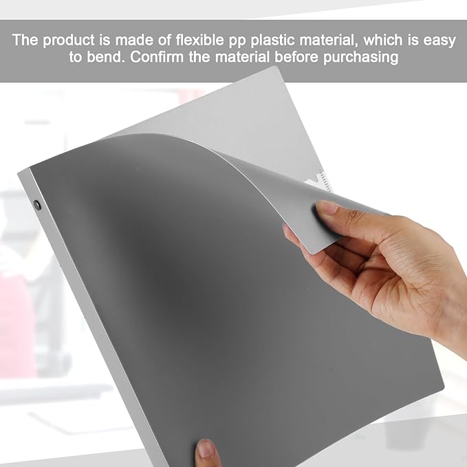 Henoyso 16 Pcs 3 Ring Binder 0.5 Inch Round Fits Letter Size 8.5'' x 11'' Paper Plastic Flexible Binder Bulk Holds 140 Sheets with 1 Pockets Versatile Organizer for Home Office School (Gray)
