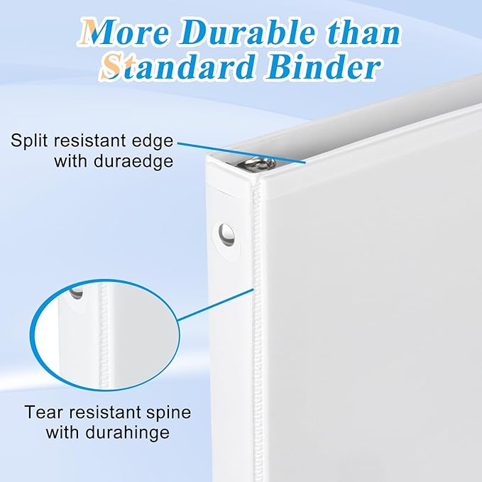 CIXILDTS 2-inch Round Ring Binder, Durable 2" 3 Ring Binder Fit Letter Size Paper, White, 36-Pack