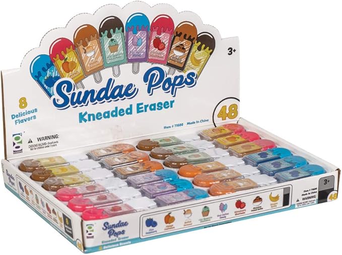 Raymond Geddes Sunday Pops Kneadable Erasers, 48 Count (Pack of 12)