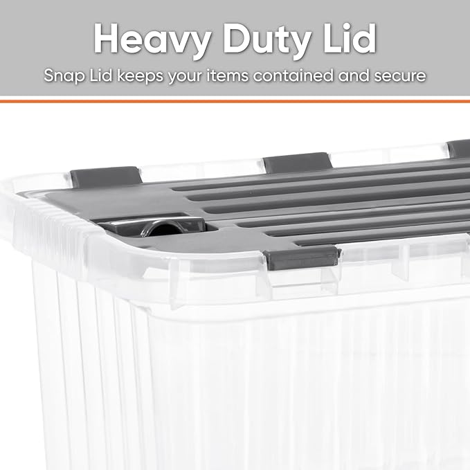 Superio Storage Bins with Lids, Clear Plastic Containers for Organizing, Stackable Totes, BPA Free, Odor Free, Organizer Boxes for Home, and Dorm, 17 Quart (4 Pack, 15"x10"x10.25")