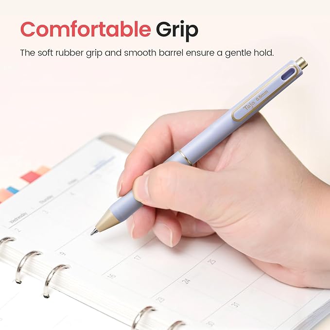 Taja Gel Pens, 6 Pcs Quick Dry Black Gel Ink Pens, 0.5mm Fine Point Smooth Writing Pens for Journaling and Note Taking, Cute Aesthetic Pens for Women & Men-Pastel