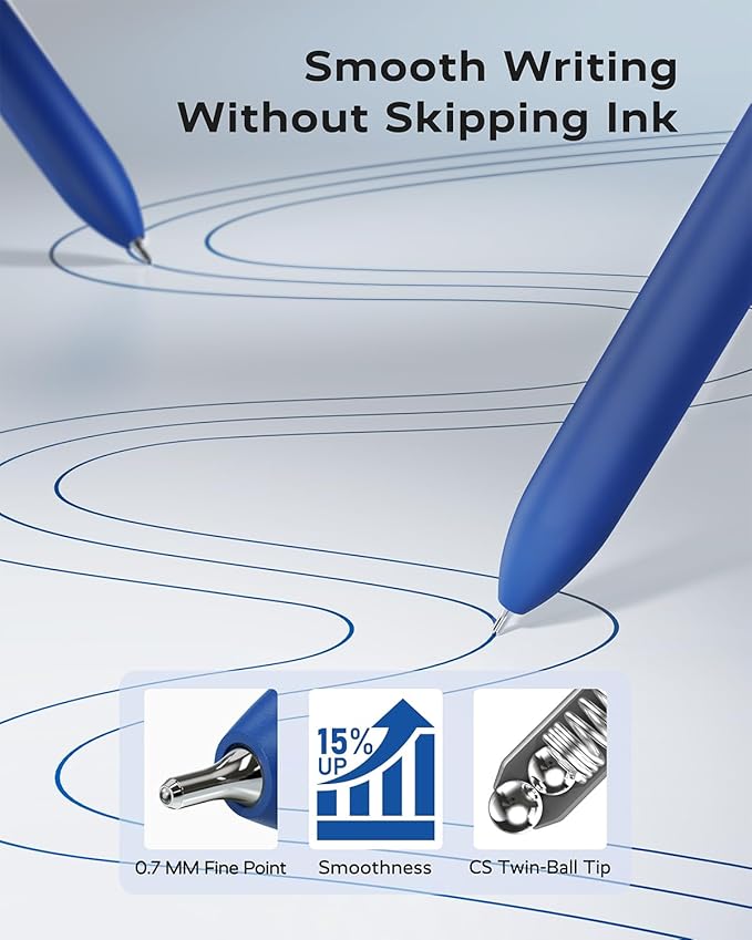 STAGEEK Blue Gel Pens, 6Pcs Quick Dry Blue Ink Pens with 3 Extra Refills, Fine Point Retractable Smooth Writing Pens for Journaling, Office, Note Taking, School Supplies, Nurse Aesthetic(Blue)