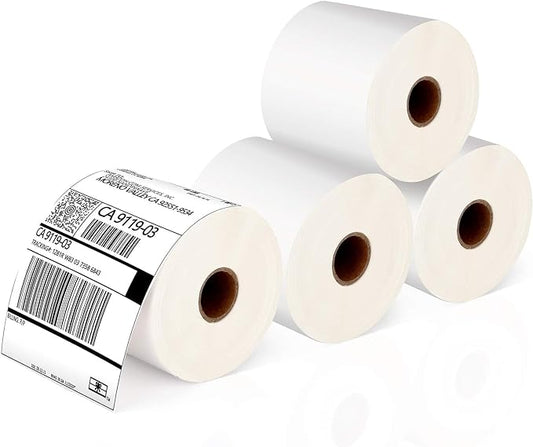 JADENS Thermal Shipping Labels 4x6-350 Labels(4 Rolls), Compatible with Rollo, Brother, Zebra and Most Thermal Printer, Perforated, Commercial Grade, Doesn't Compatible with Dymo