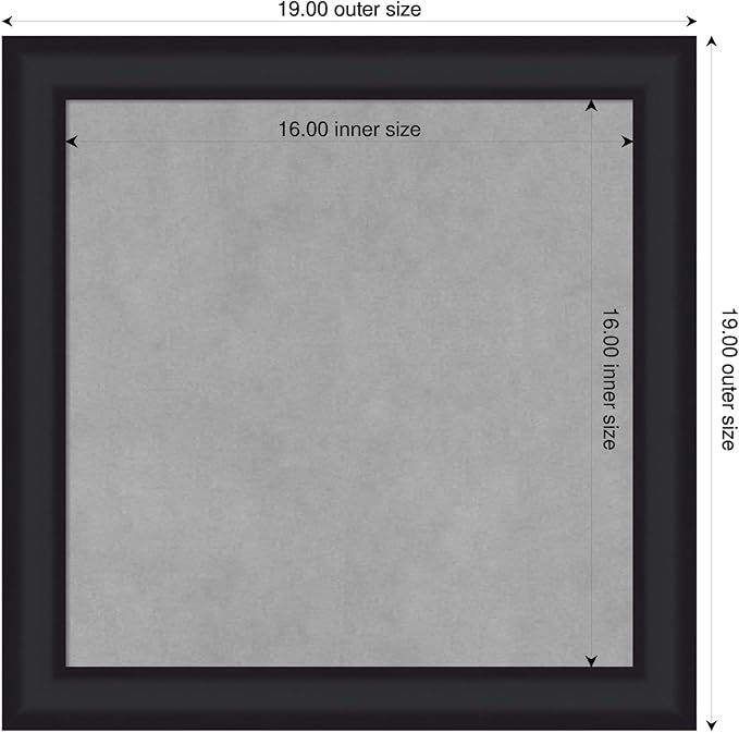 Amanti Art Black Framed Magnetic Board 19x19 Small Vision Board for use with Magnets, 100% Metal Sheet to Display Items as Office Decor or for Home Organization in mudroom, Kitchen or Kids Room