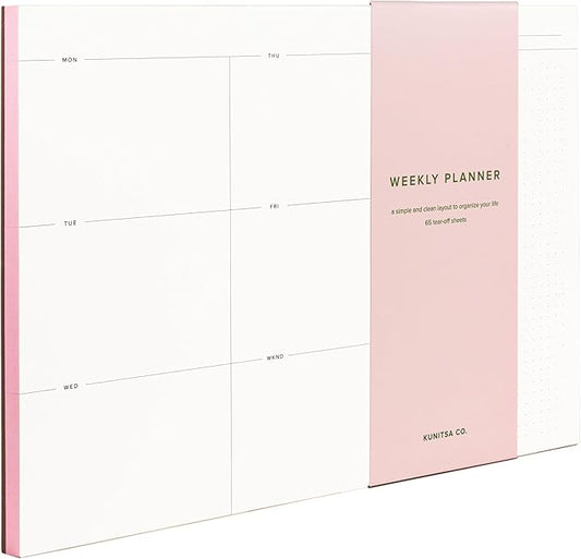 Weekly To-Do List Notepad – Desk Pad for Work and Study, Pink, 11.7x8.3 Inches