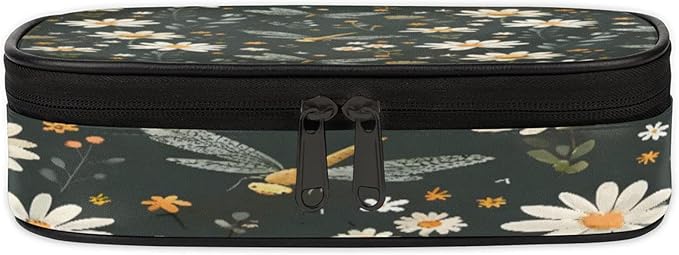 Pardick Pencil Case，Butterfly Daisy Big Capacity Pencil Pouch Coin Pouch Stationery Organizer For Teen School