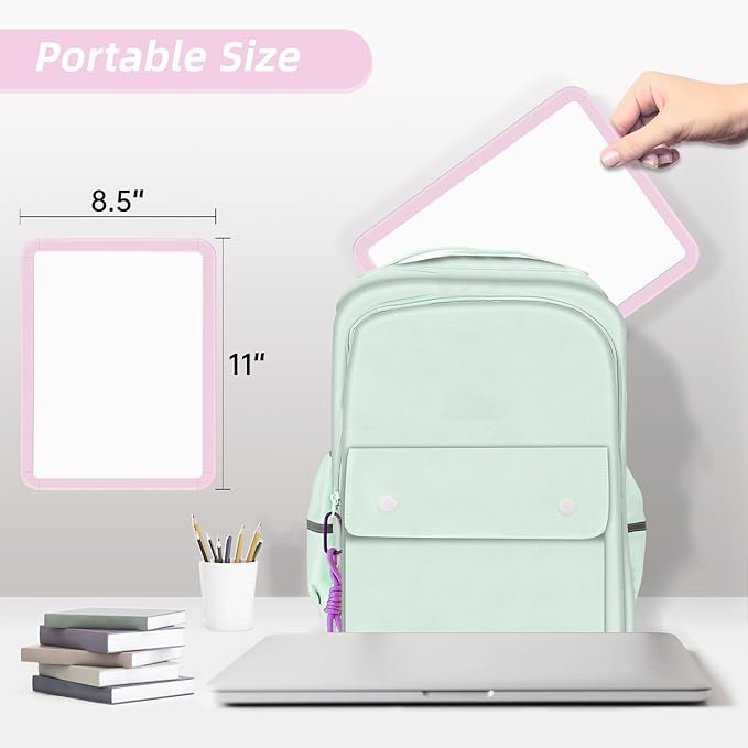 VUSIGN Small White Board Dry Erase, 8.5'' x 11'' Magnetic Dry Erase Board, Mini Whiteboard with Markers for Students, Fridge, Wall, Locker, Pink