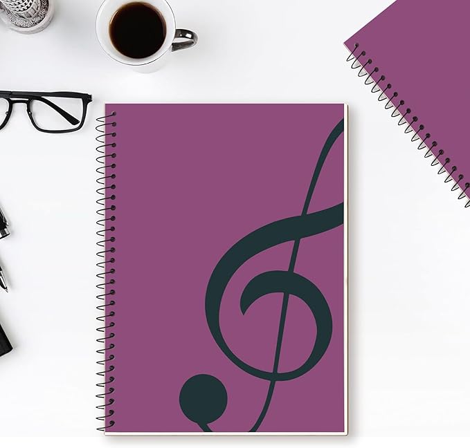 MOREYES Music Notebook Composition Manuscript Staff Notebook with 100 Pages 10.24x7.5 inch/26x19cm, Pink