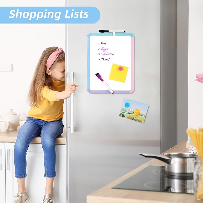 VUSIGN Small White Board Dry Erase, 8.5'' x 11'' Magnetic Dry Erase Board, Mini Whiteboard with Markers for Students, Fridge, Wall, Locker