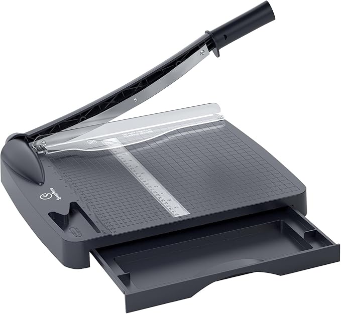 12 Inch Heavy Duty Paper Cutter, Guillotine Paper Cutter & Paper Trimmer, 12-16 Sheets Capacity Paper Cutting Board for Classroom, Crafting, Cardstock Gray