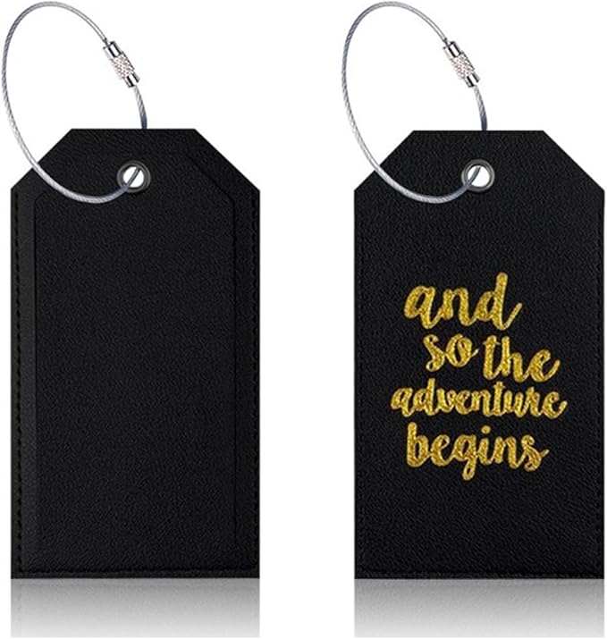 Portable Leather Travel Labels with Privacy Cover and Steel for Business Trips and Vacations Luggage Label for Travel