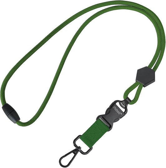Fishent Breakaway Neck Lanyards for ID Badges, Adjustable Sturdy Round Cord Heavy Duty Key Lanyard with Detachable Buckle for Men Women Car Keys Card Holder (Dark Green)