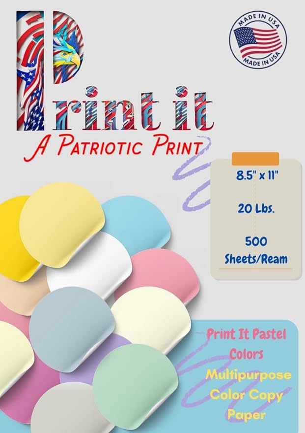 Printit Colors Multipurpose Paper, 20 lbs., 8.5" x 11", Peach, 500 Sheets/Ream – Premium Colored Copy Paper for Printing, School, and Office Use