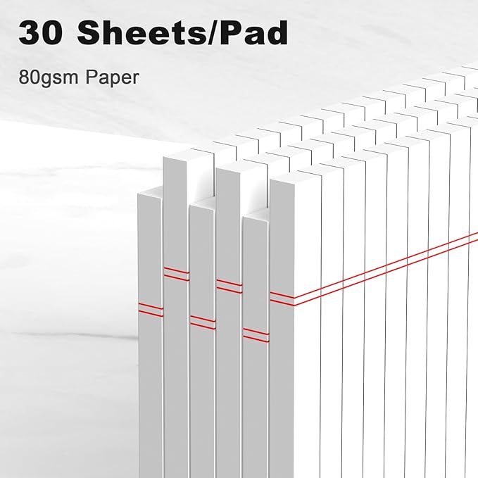 AILZFEI 6pcs Small Note Pad 5x8 College Ruled Legal Pads Paper Notepads 6 Pack Study Back Writing Pads 5 x 8 Legal Pads Perforated Narrow Ruled Pads of Paper White