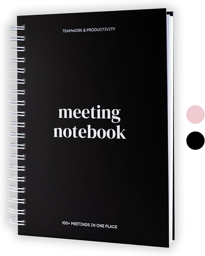 Lamare Meeting Notebook for Work Organization – Perfect Work Notebook for Note Taking, Meeting Planner and Office Supplies for Men & Women