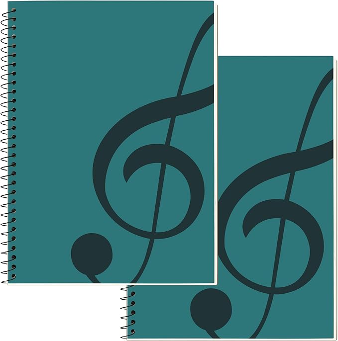 DOMMI Blank Sheet Music Composition Notebook 2 Packs, Manuscript Staff Paper Notebook with 200 Pages 26x19cm, Spiral Bound Music Songwriting Notebook for Songwriters, Musicians, Teachers, Green