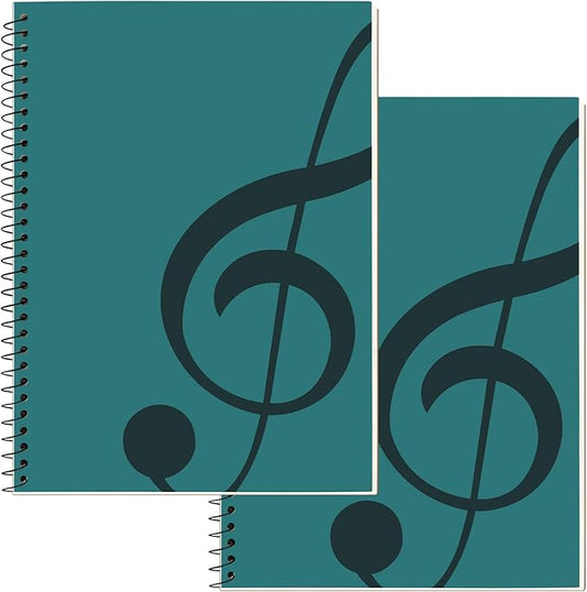 DOMMI Blank Sheet Music Composition Notebook 2 Packs, Manuscript Staff Paper Notebook with 200 Pages 26x19cm, Spiral Bound Music Songwriting Notebook for Songwriters, Musicians, Teachers, Green