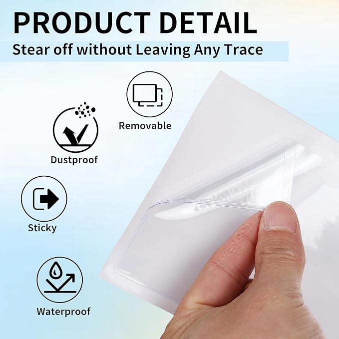 zandfelo 50 Pack 4'' x 6'' Clear Adhesive Index Card Pockets, PVC Labels Holders for Storage Bins and Library Card, Ideal Card Holder with Top Open for Loading and Protecting Your Cards
