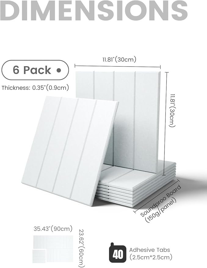 Large Felt Bulletin Board 36"x24" Cork Board Alternative - 6 Pack with 40 Safe Removable Adhesive Tabs, Cork Boards for Walls Cork Board for Home Office Classroom Pin Board-Cold White