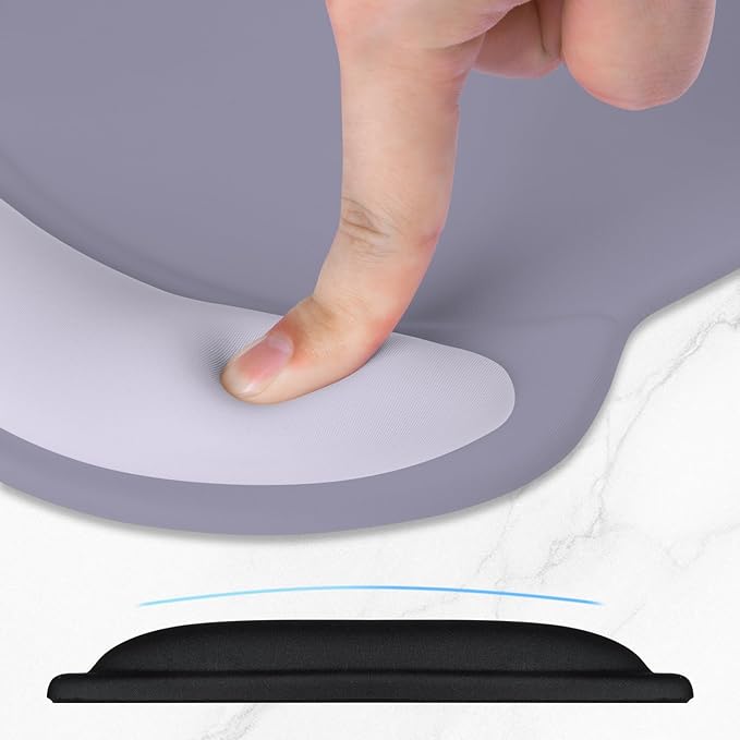 ITNRSIIET Ergonomic Mouse Pad with Comfort Gel Wrist Rest, Non-Slip PU Base, Smooth Textured Surface, Reduces Hand Fatigue & Wrist Pain, 8.7 x 7.2 Inch for Office Gaming Home, Mist Gray