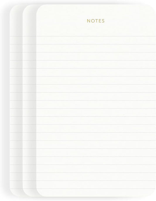 Pinesman - Elegant Desk Notepads for Professionals, Executive's Memo Pads, Minimalist, Gold Foiled, Lined Layout, 3 Pack, 225 Sheets Total (75 Each), 6.3" x 3.9”, 80 GSM, Eco-friendly, FSC™ Certified