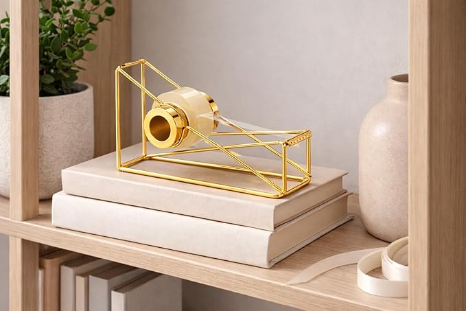 Gold Desktop Tape Dispenser Metal Wire Tape Holder