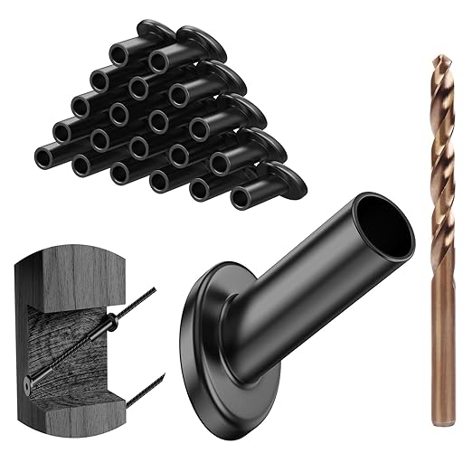 BLIKA 20 Pack 25 30 35 Degree Black Cable Railing Angle Beveled Protector Sleeves for 1/8" 5/32" 3/16", T316 Stainless Steel, Angle Protector Sleeves Stair Cable Railing Hardware Kit for Wood Posts