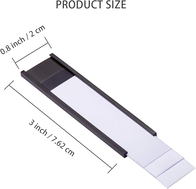 EEOYU Magnetic Label Holders with Magnets, Data Card Holders with Clear Plastic Protectors, Set of 30 (0.8 x 3 Inch)