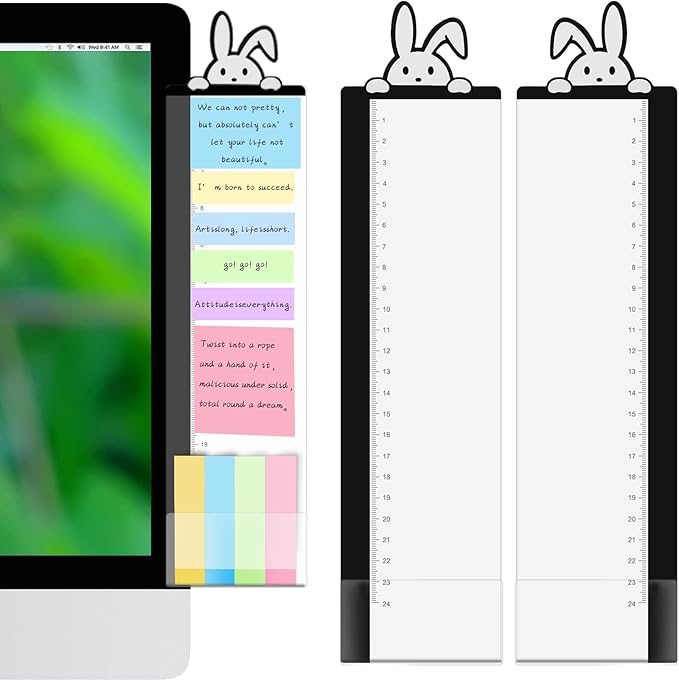 Office Desk Accessories 2pcs Multifunction Computer Monitor Memo Board - Office Supplies for Women Men Computer Sticky Note Holder Home Decor (Rabbit Monitor Memo Board)