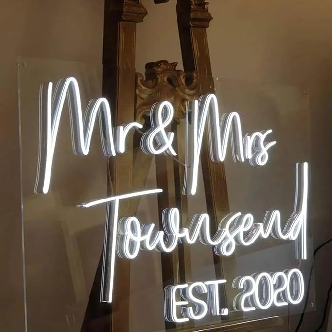 BUIZZEUOIV Custom Neon Sign, Neon Sign Customizable Large LED Wedding Neon Name, Custom Light Signage Personalized for Wedding Anniversary, Light Up Sign for Christmas Party Gift