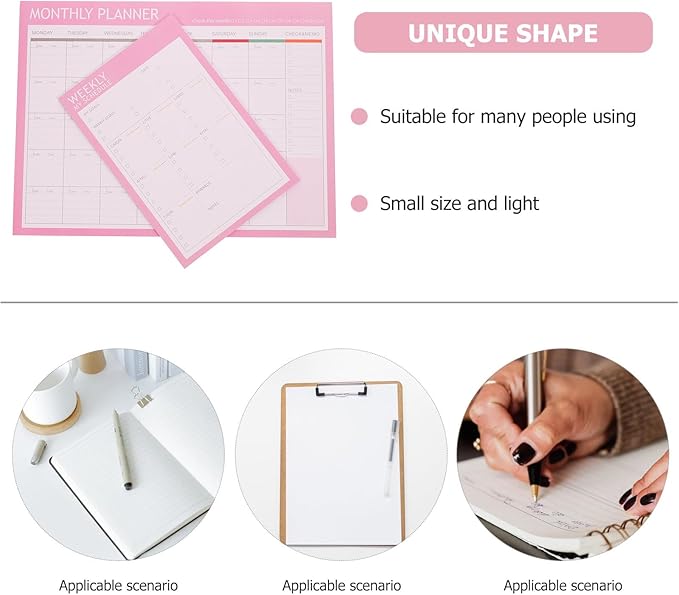 Didiseaon 2pcs Weekly and Monthly Schedule Notepad Undated Planner with Checklist for Work and Study Minimalist Paper Organizer for Goal Tracking and Habit Planning Candy Planning Pads