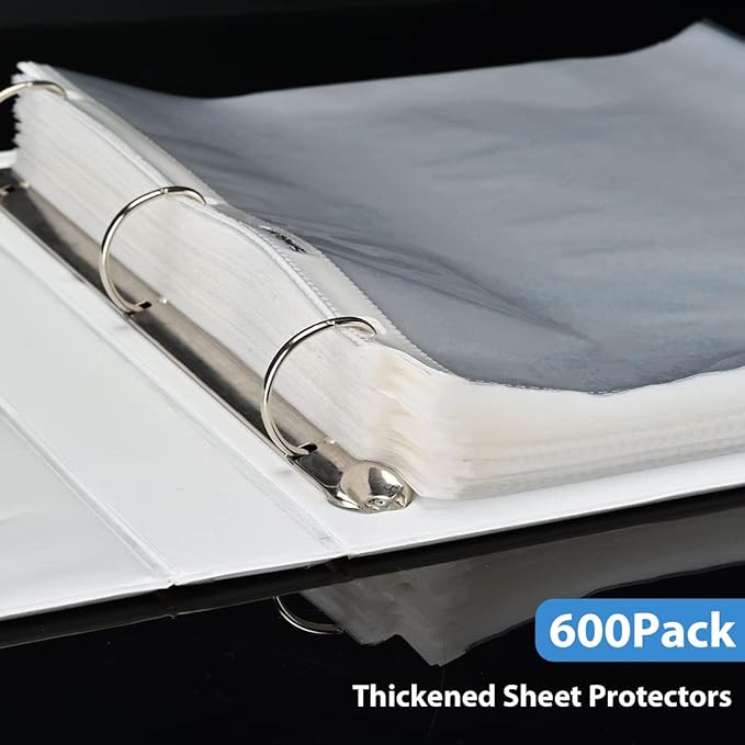 Sheet Protectors 600 Page,Page Protector 8.5" x 11" ，Upgraded Thick Material,for 3 Ring Binder, Top Loading Paper Protector with Reinforced Holes,Holds Multiple Sheets