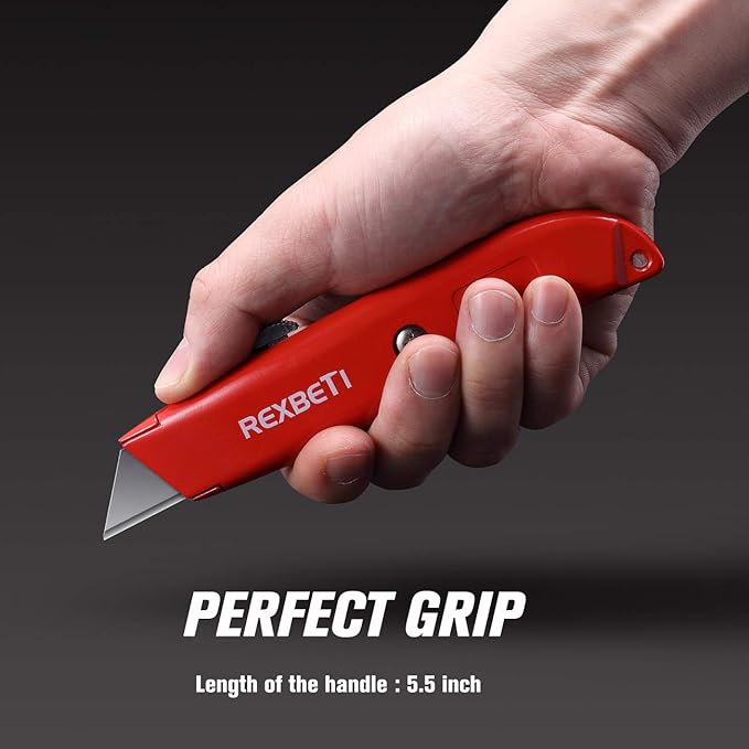 REXBETI 36 Pack Utility Knife Retractable Box Cutter, 4 Color Heavy Duty Aluminum Shell Knife Sets with Extra 30pc SK5 Blades for Cartons, Cardboard and Boxes