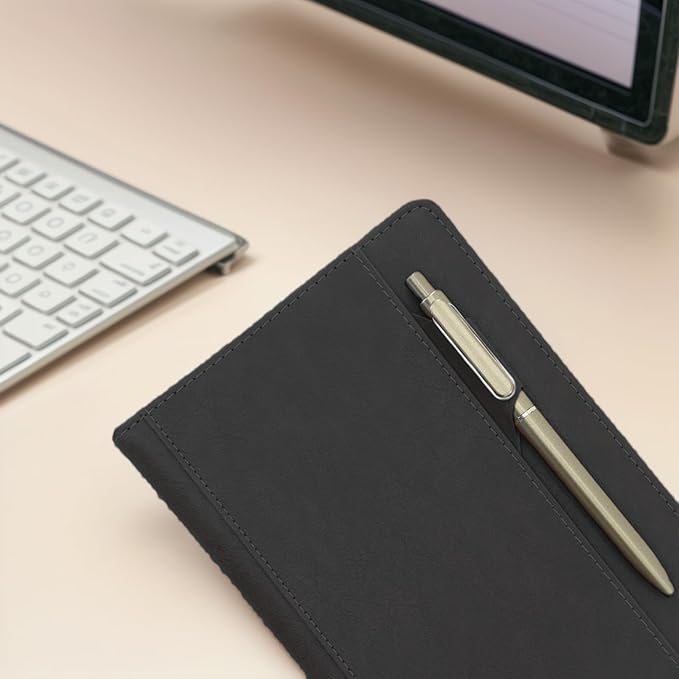 SLFreMint Premium Hardcover A5 Notebook with Pen and Pen Holder, Card Pockets, 240 Pages, College Ruled, 80GSM, Leather Note Book for Work, Study, and Diary, Suitable Journal for Both Men and Women