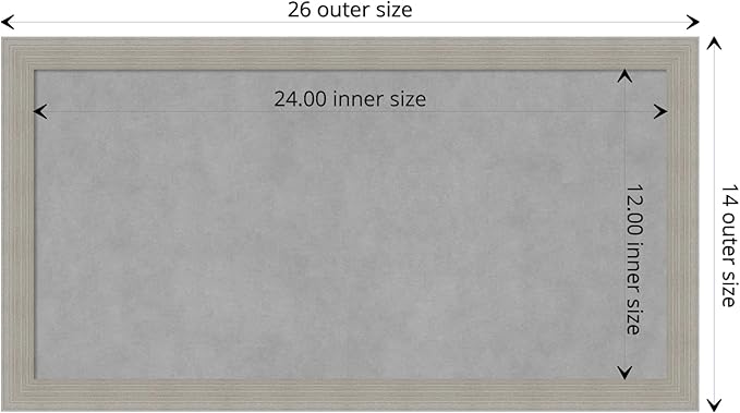 Amanti Art Grey Framed Magnetic Board 14x26 Small Vision Board for use with Magnets, 100% Metal Sheet to Display Items as Office Decor or for Home Organization in mudroom, Kitchen or Kids Room