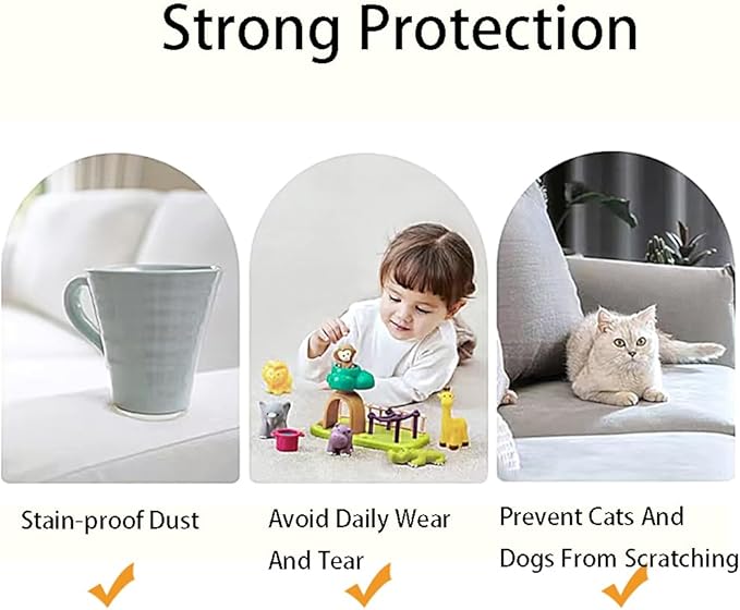 Chaexii Premium Polyester Sofa Arm Cover, Scratch Resistant Protector Covers, Washable, Elastic Armrest Covers for Square/Curved/Sloping Couch Armrests, 2Pcs (Khaki)