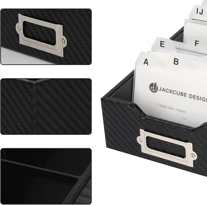 J JACKCUBE DESIGN JackCubeDesign Carbon Fiber Business Card Organizer Coupon Holder Name Card Organizer Name Card Holder With Removable Divider For Desk(4.29 x 1.76 x 9.75 inches)- :MK171