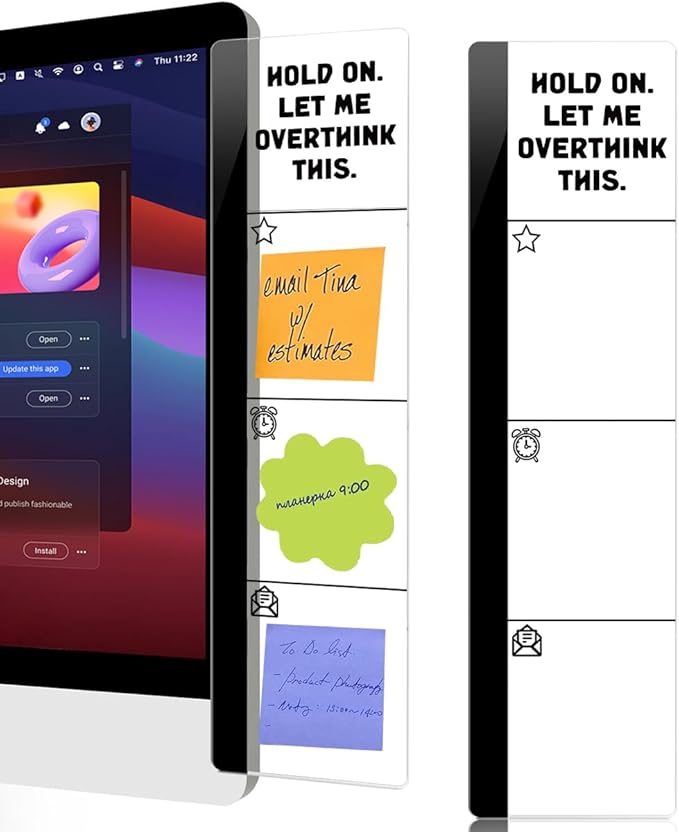 Computer Monitor Memo BoardHold on let Me Overthink This Logo Decor Monitor Message Board Sticky Notes Office Desk Accessories for Send Family Members Office Friends and Colleagues Gifts